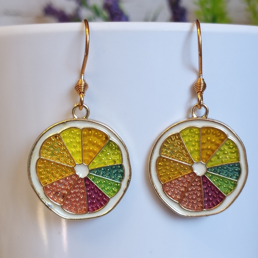 Rainbow Fruit Slice Earrings